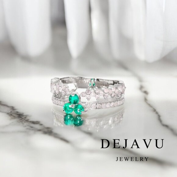 Emerald Sakura Ring - Picture 1 of 8